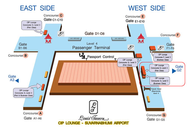 スワンナプーム空港 ミラクル ラウンジ コンコースGの場所 画像