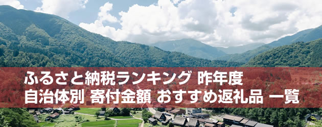 ふるさと納税 寄付金額ランキング 昨年度 画像